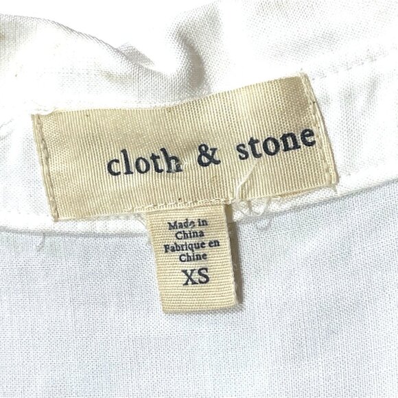 Cloth & Stone XS White Tencel Button-Down Shirt W/ Frayed Hem & Pocket - Picture 3 of 12